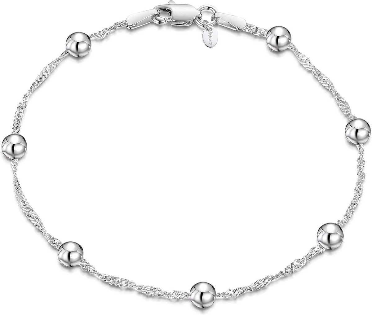 Twist Link Bracelet van 925 Sterling Zilver voor Dames en Heren - Unisex Charm Armband - Verkrijgbaar in 18 en 19 cm
