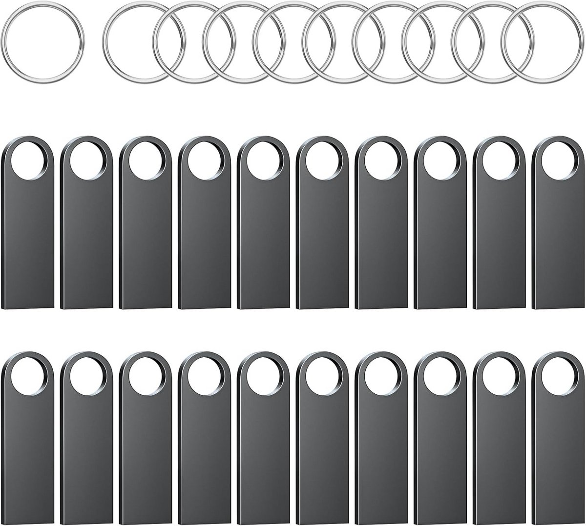 4GB USB Stick Mini Metaal Geheugenstick Waterdicht met Sleutelhangers - 20 Stuks