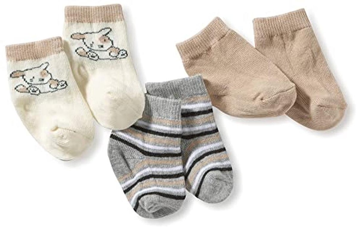 Unisex Baby Socks Pack of 3 - First Socks for Infants with Vehicles and Stripes