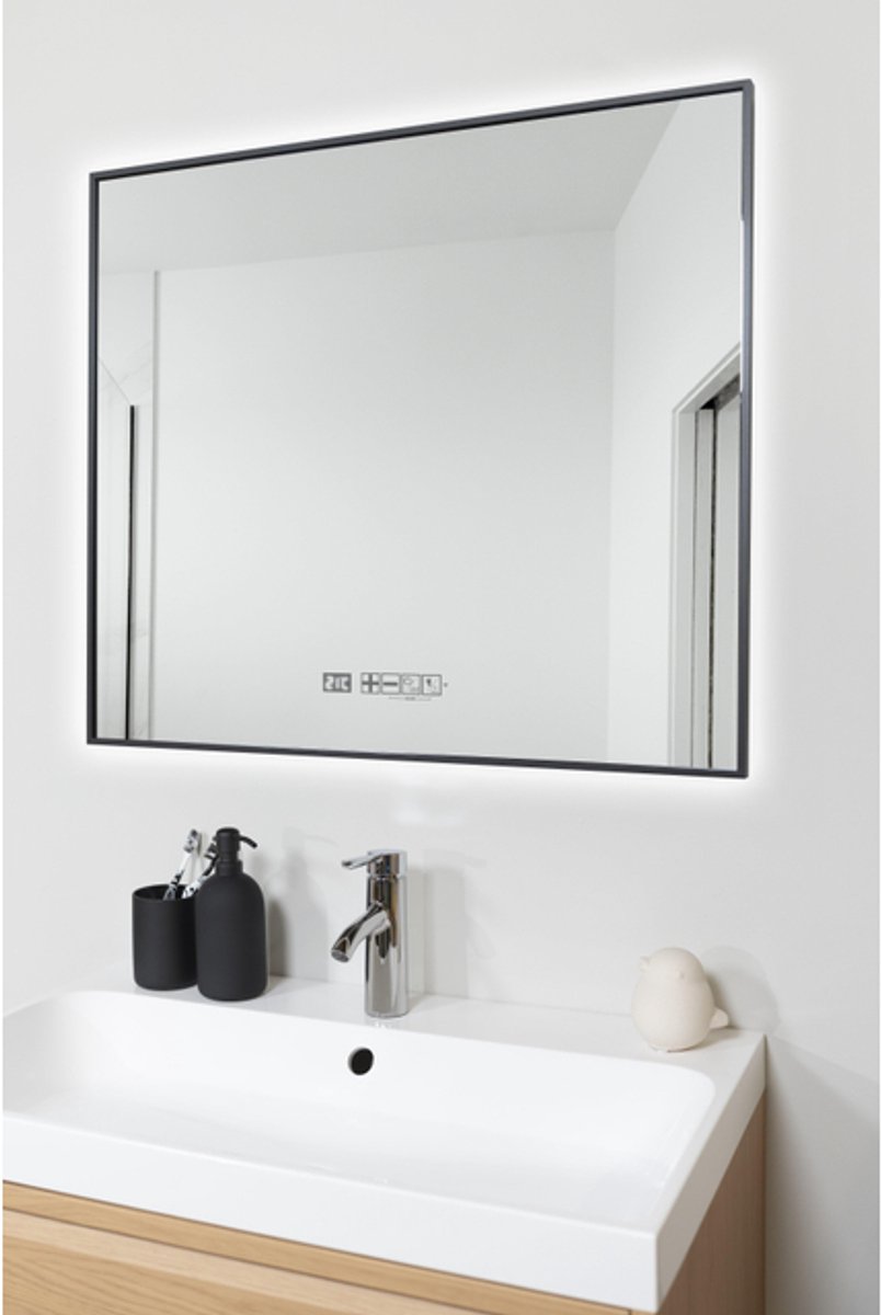 Eurom Sani 400 Mirror Infraroodpaneel met spiegel - 80x70cm - LED verlichting - WiFi - 400 watt - mat zwart