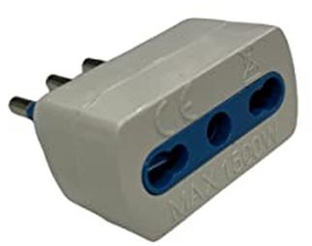 Adapter stekker klein 10A tweepolig verloopstuk 10/16A - ideaal voor max 1500W