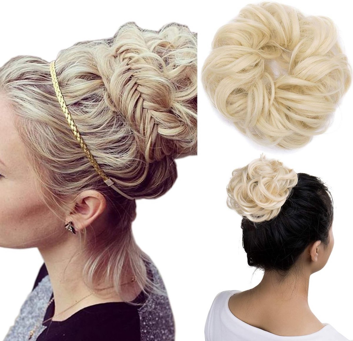 Bun Haarstuk voor een Natuurlijke Opsteken met Elastische Band