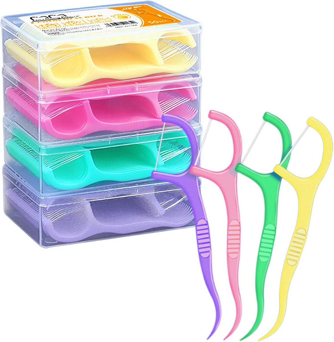 Tandfloss met Handvat - 200 Stuks in 4 Smaken voor Mondverzorging