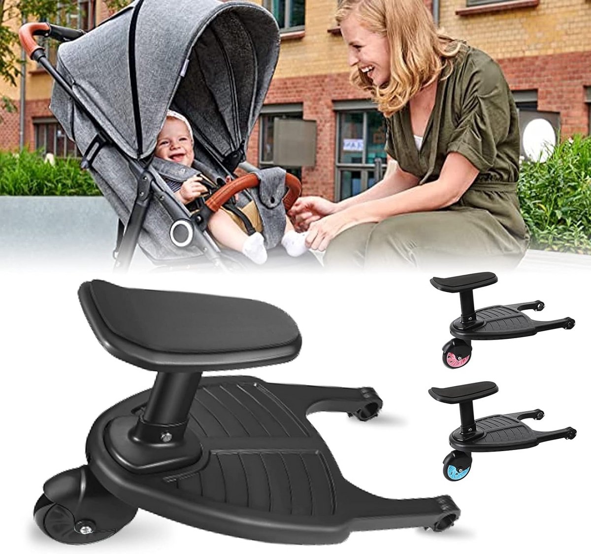 Buggy Board voor kinderen van 2-6 jaar | Geschikt voor kinderwagens | Eenvoudig te installeren | Maximaal 25 kg