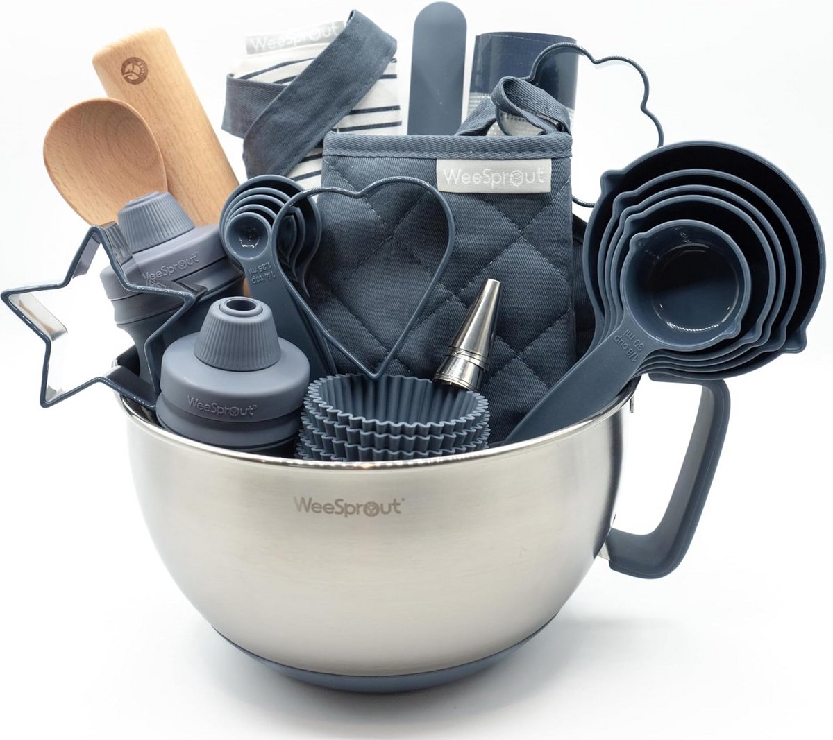 Bakset voor kinderen - Kookset met keukengerei voor jonge chef-koks - Inclusief schort, ovenwanten, matten en voeringen voor 6-12 jaar