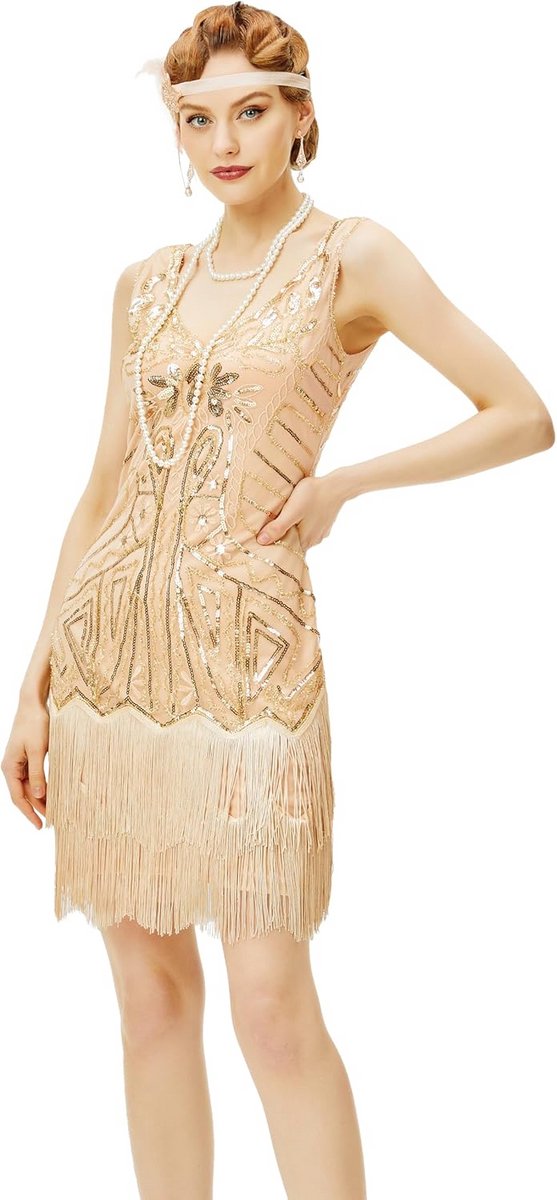 Flapper-jurk Voor Dames met V-hals – Cocktailjurk