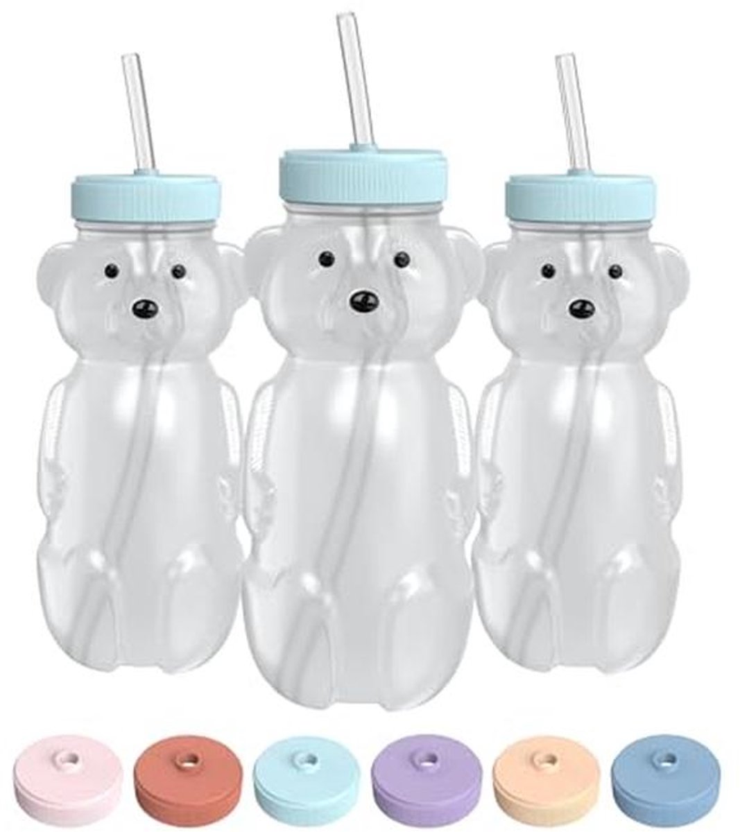 Rietjesbeker voor Baby's - Veiligheidsdeksel en Trainingsfunctie - 3 Stuks - 8 oz