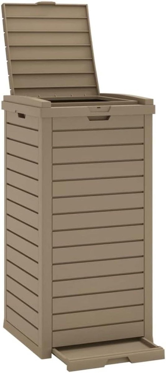 Buitenafvalcontainer 41x41x86cm Polypropyleen Lichtbruin - Ideaal voor Tuinen en Parken