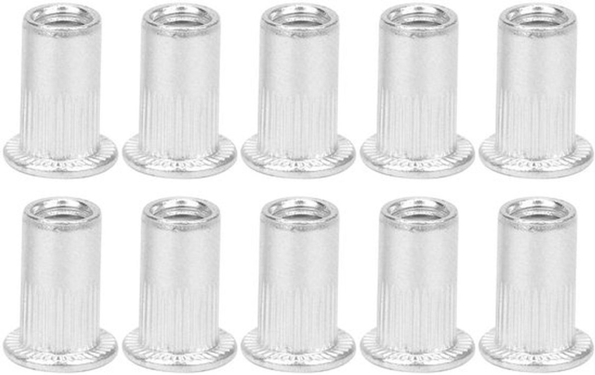 100 Stuks Blindklinknagel, Aluminium Moerinzetstukken M5 Nutserts - Schroefdraadmoeren, Bevestigingsmateriaal, Metaalbewerking.
