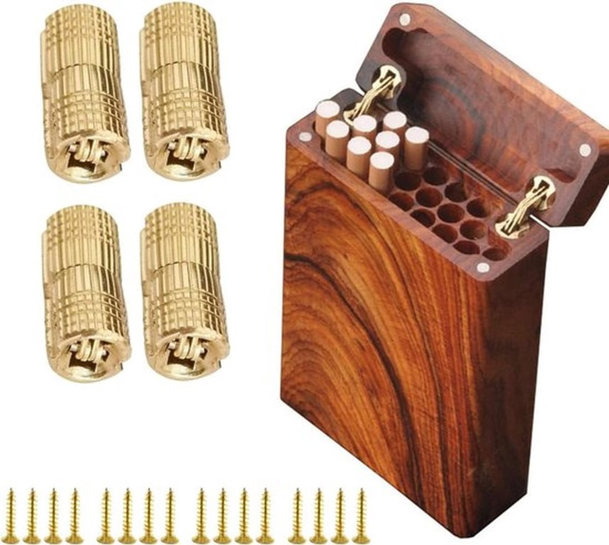 4 Stuks Koper Messing Scharnieren voor Kast Geschenkdoos - Verborgen Vat - 8mm - 180° Openingshoek
