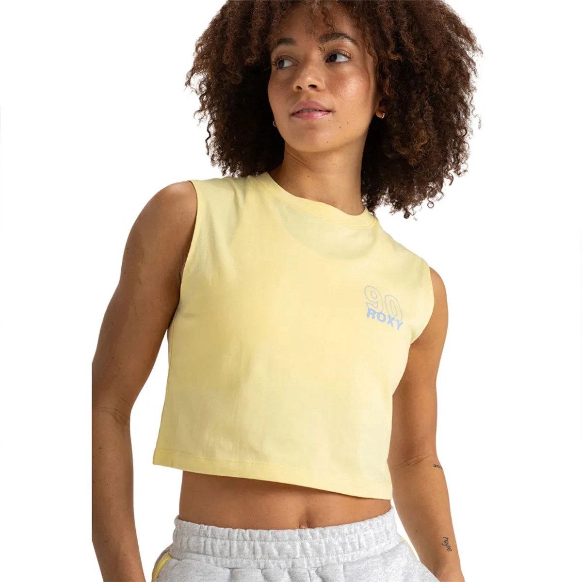 Roxy Essential Energy Boxy Top Zonder Mouwen XS Vrouw Lemon Meringue