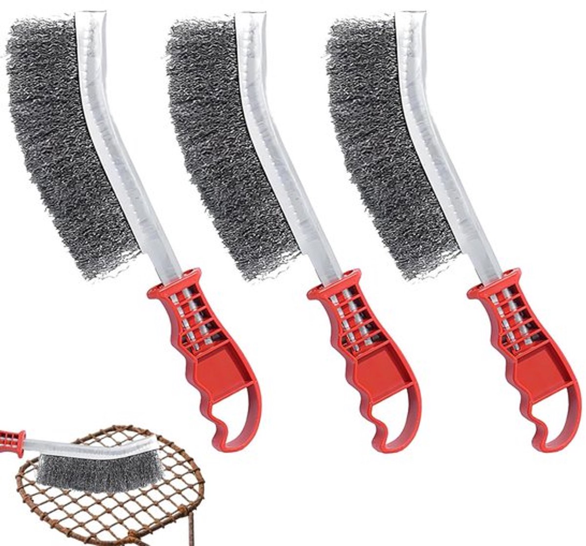 Set van 3 roestvrijstalen handdraadborstels voor reinigingsefficiëntie