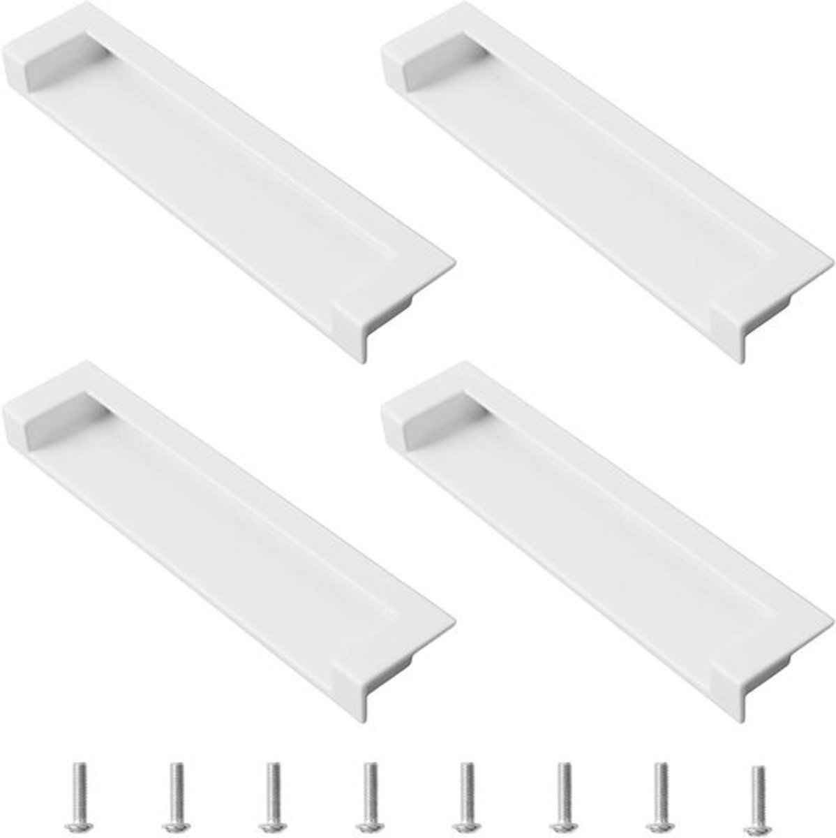 Moderne verborgen deurgrepen, 4-pack witte stijlvolle handgrepen voor kledingkasten, laden en deuren - 143 mm