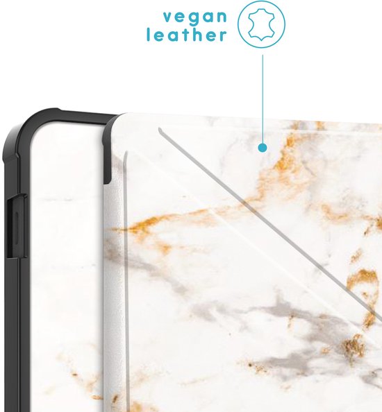 imoshion Ereader Cover / Hoesje Geschikt voor Tolino Vision 6 / Kobo Libra 2 - imoshion Design Origami Bookcase - White Marble van iMoshion — afbeelding 4