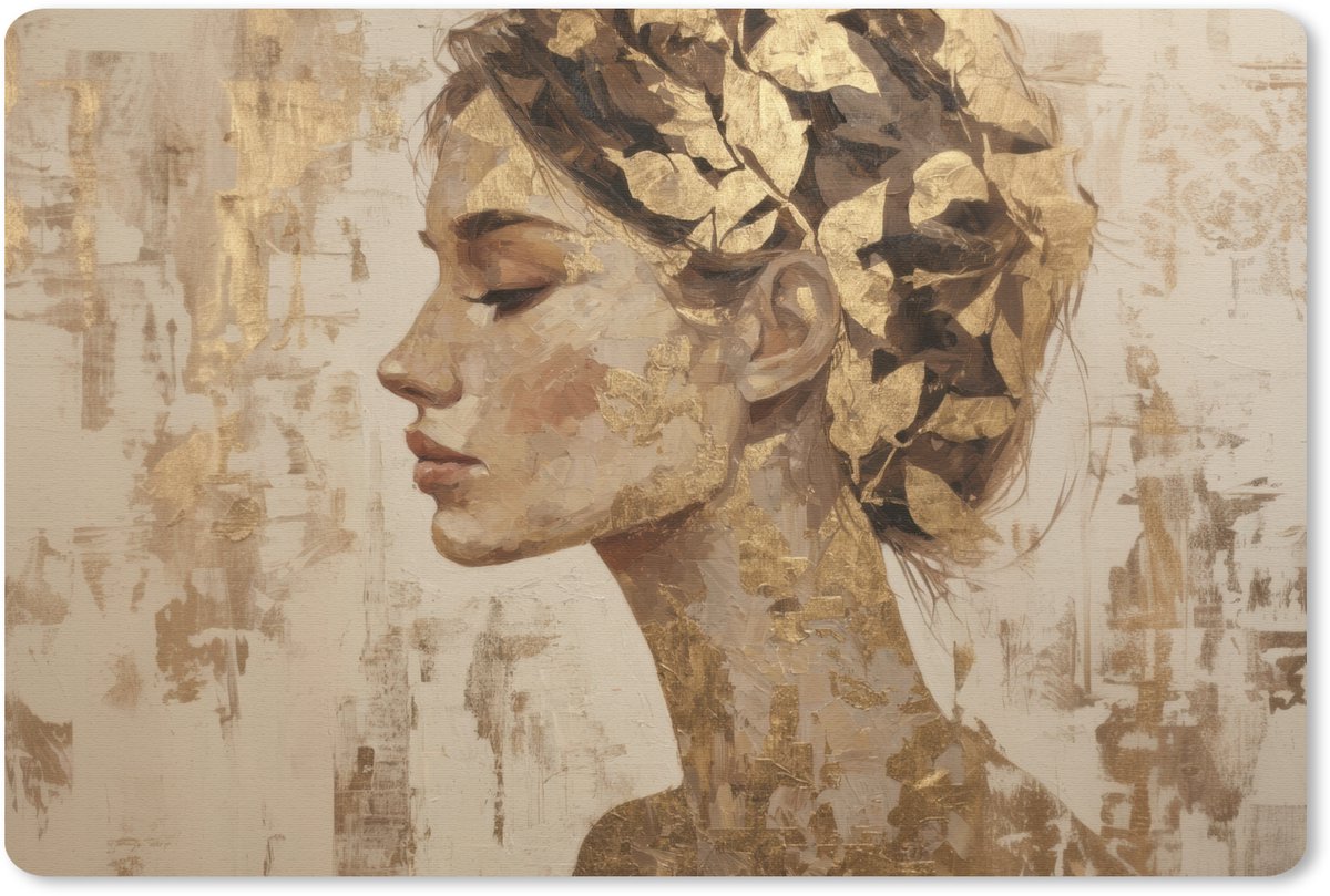 Muismat 27x18 cm - Mousepad Vrouw - Goud - Abstract - Textuur - Muismatten