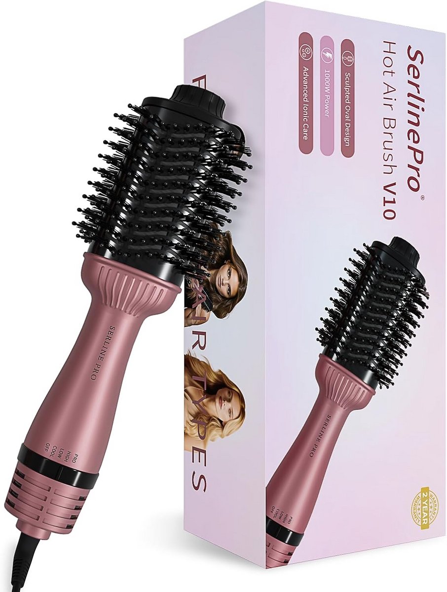 Haarstijler 1000W met Ionentechnologie, 4 Instellingen, Anti-Frizz, Volume & Glans voor Elk Haartype - Paars