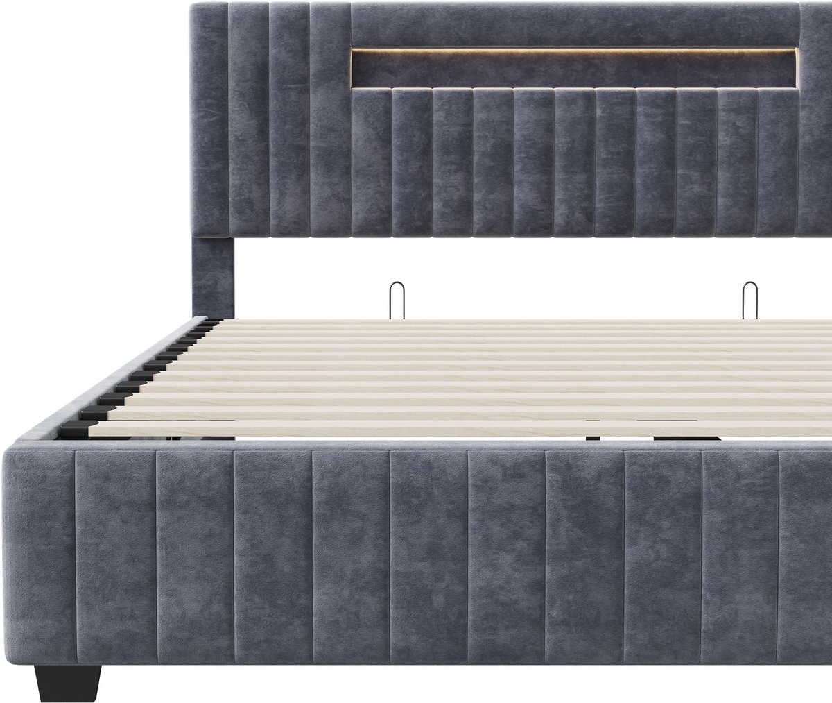 SHOPENTRA Opbergbed 160x200 cm Grijs Fluweel thumbnail 6