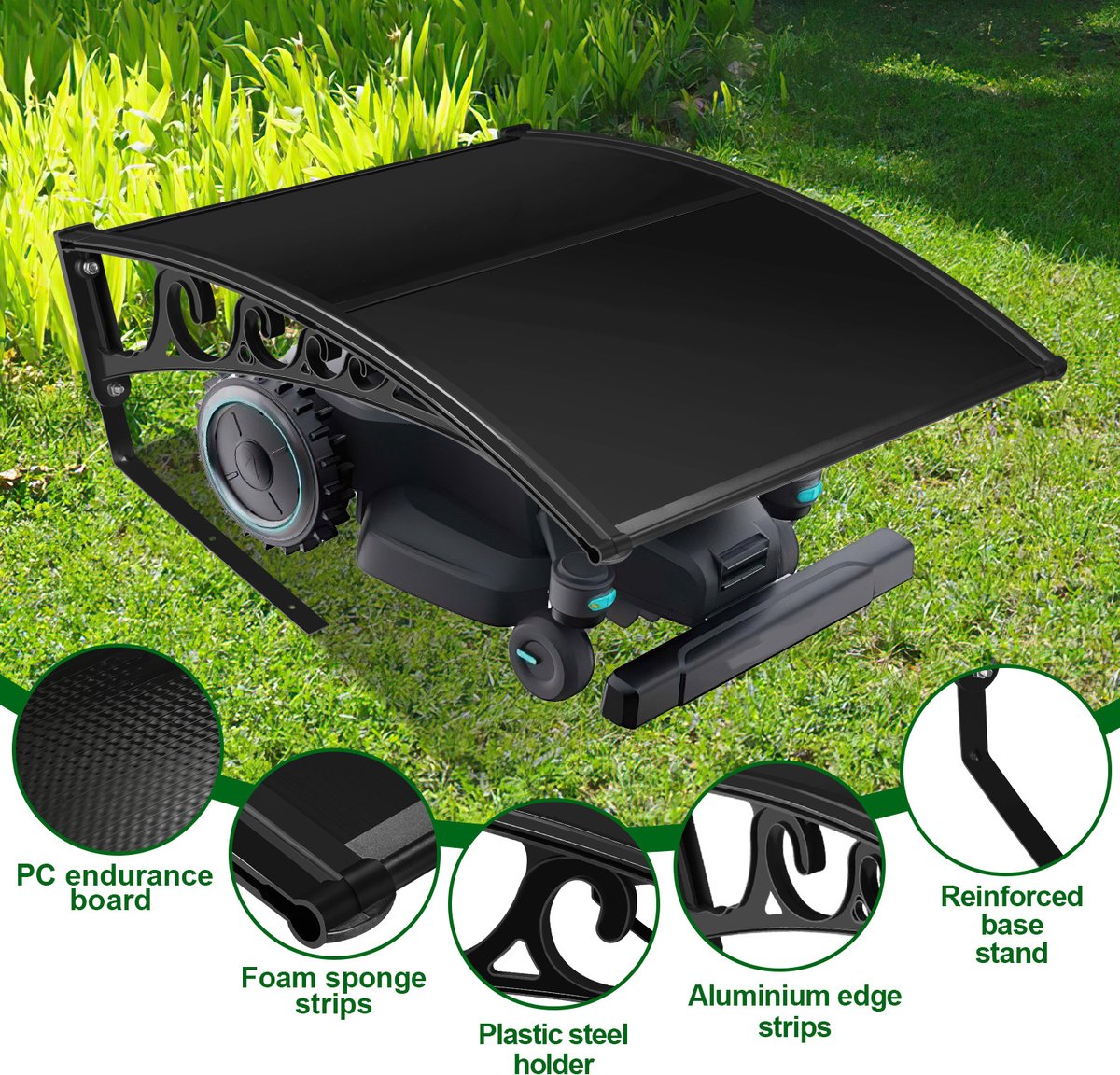 Zwarte Robotmaaier Garage UV-Bestendig Carport voor - afbeelding 2