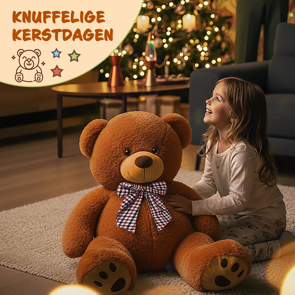 Monzana Knuffelbeer XXL – 150cm Staand Pluch - Bruin — afbeelding 6
