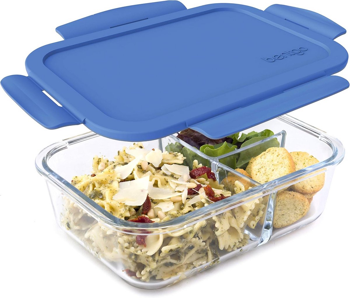 Glazen Lunchbox met 3 Vakken Lekvrij en Luchtdicht voor Maaltijdbereiding