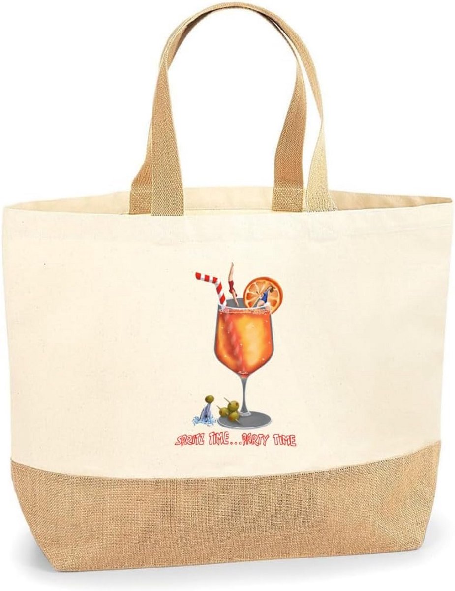 Grote Dames Strandtas Katoen en Jute met Handvatten Shopper