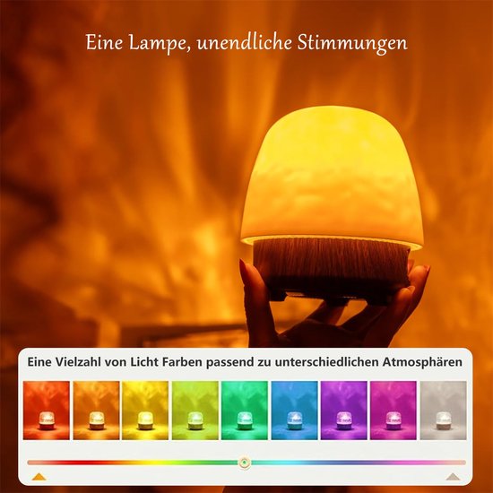 Ynkkvre -Nachtlamp Slaapkamer - Tafellamp Oplaadbaar - Nachtlamp Slaapkamer met Projector & Bluetooth - Oplaadbare Tafellamp - 16 RGB Kleuren - Ocean Wave & Sterrenhemel - Touchbediening & Natuurgeluiden van Ynkkvre — afbeelding 2