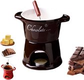 Chocoladefondue - fondue mok - fondue cup - mini fondue - persoonlijke fondue - keramiek - dessert - dippen - cadeau - verjaardag- bruin