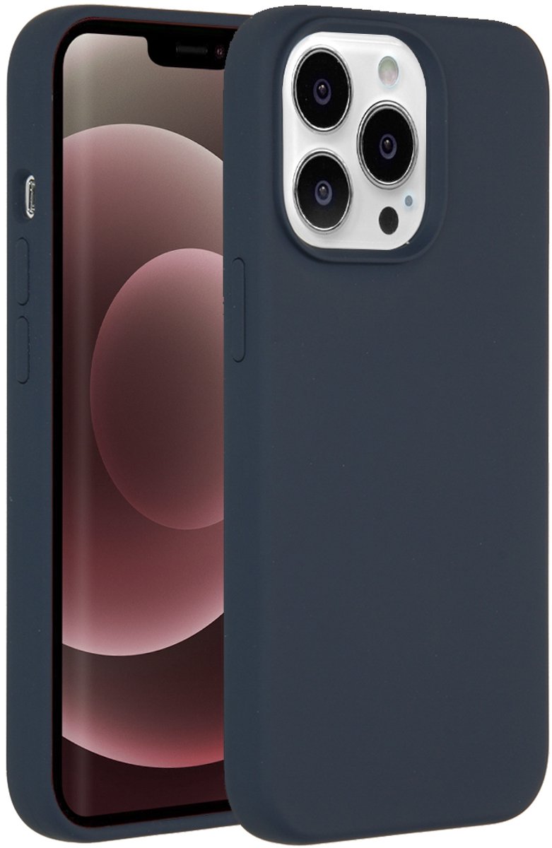 Accezz Liquid Silicone Backcover voor de iPhone 13 Pro Max hoesje - Donkerblauw