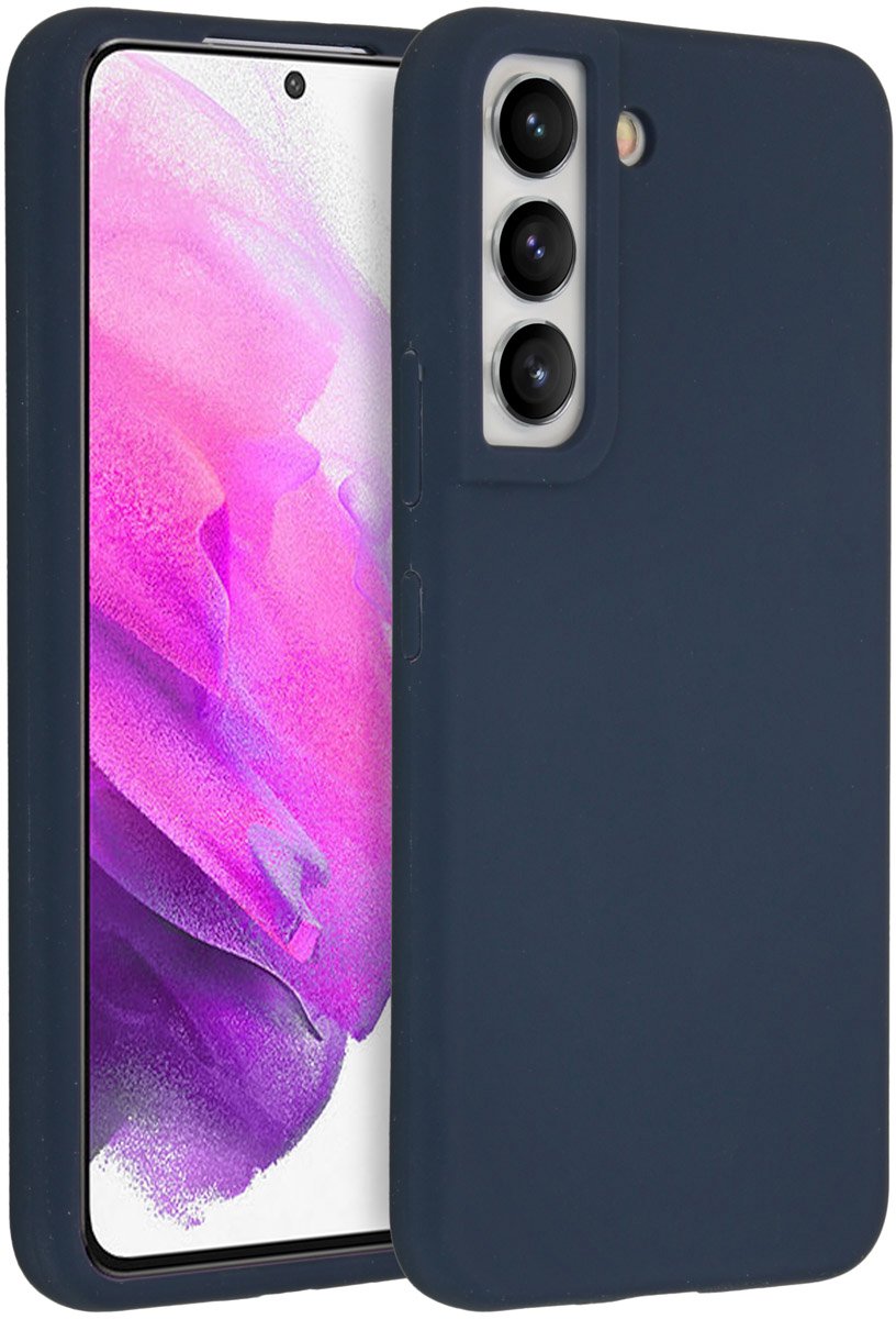 Accezz Hoesje Geschikt voor Samsung Galaxy S22 Hoesje Siliconen - Accezz Liquid Silicone Backcover - Donkerblauw