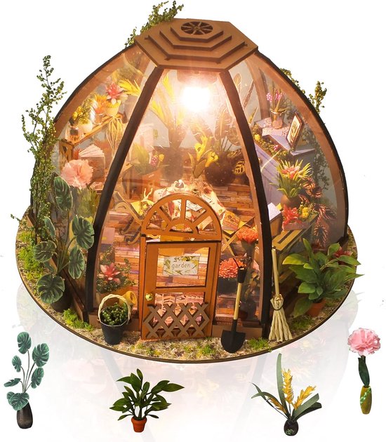 Doe-het-zelf Miniatuur Huis Kit - Mysterieboek Hoek Met LED Verlichting En Stofbeschermplaat