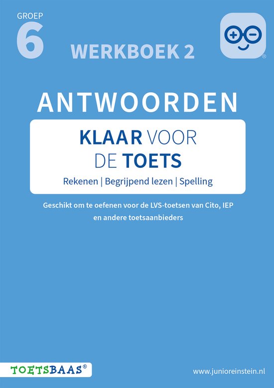 Deel 2 2 - Klaar voor de toets - Antwoordenboek 2 Groep 6 +  ... - cover