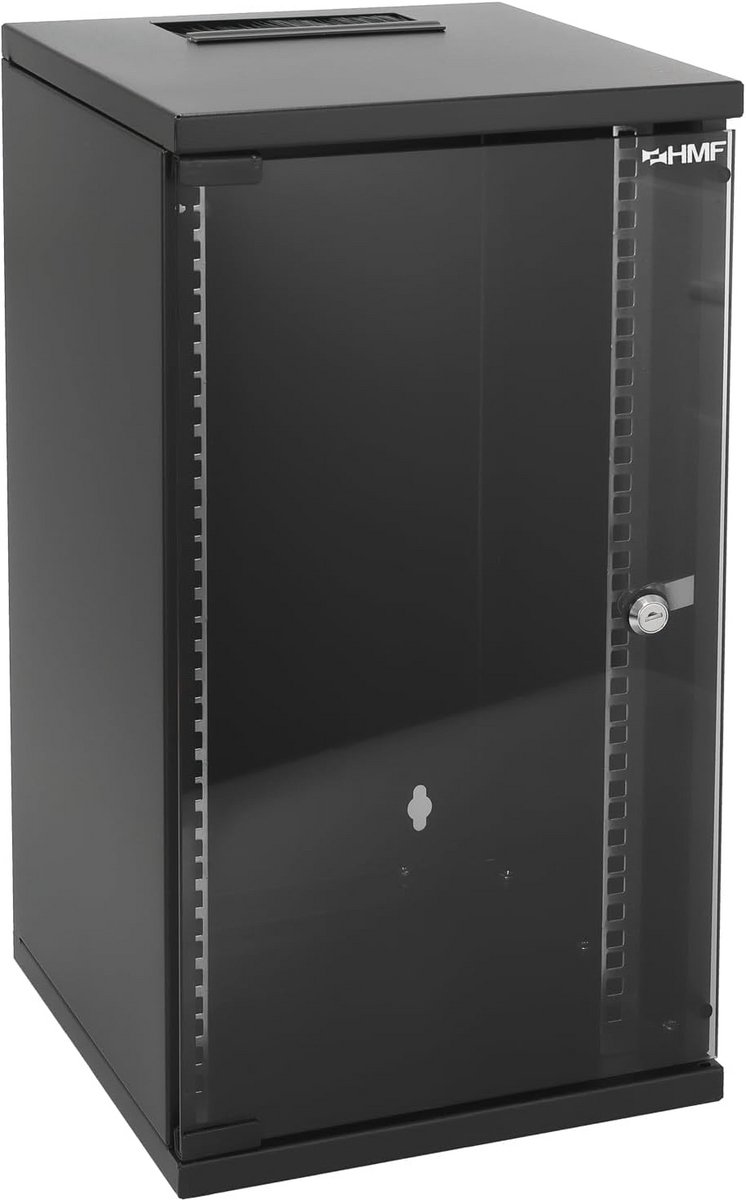 10 inch Serverkast 12 HE met Glazen Deur - Netwerkkast Zwart