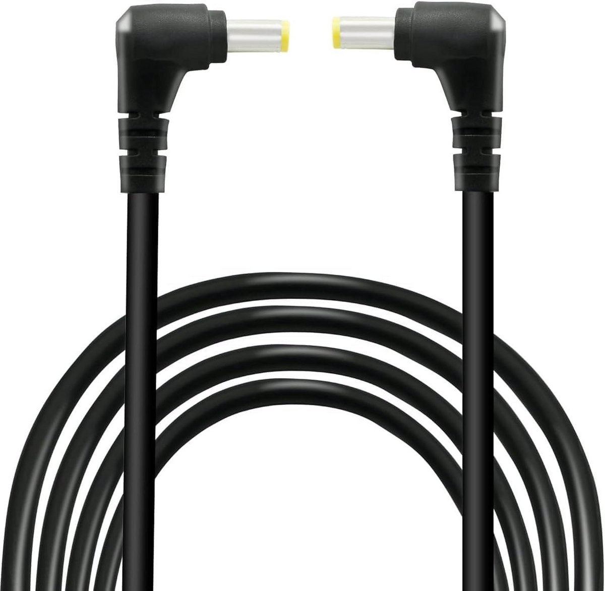 2 stuks 90 graden DC 5,5 mm x 2,5 mm stekkerkabel - 18AWG haakse stroomkabel voor CCTV en monitoren (2 m)