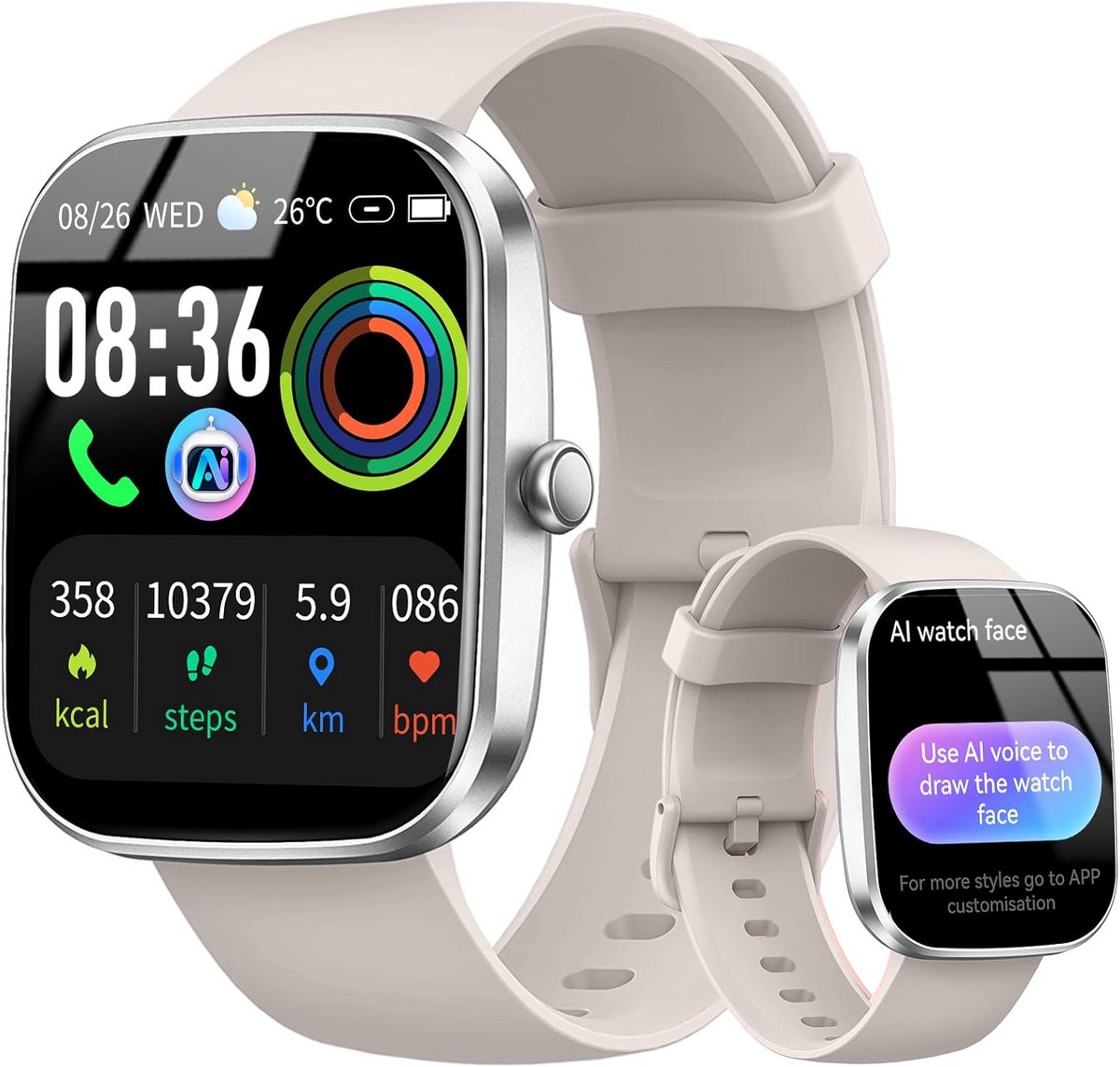 Smartwatch met AI Chat, Fitness Tracker Hartslagmeter en Telefoonfunctie (Dames/Heren)