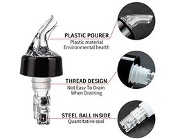 Set van 6 schenktuiten voor flessen, maatbekers voor sterke drank van 28 ml (1 oz), shotdispenser, automatische wijnschenker voor tequila, cocktails, whisky, rum en andere alcoholische dranken voor thuisbars (transparant)