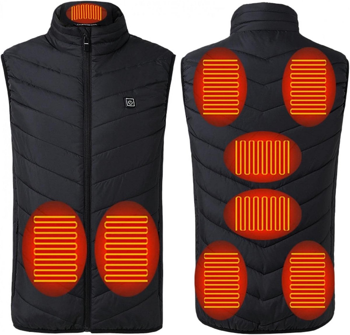 Verwarmd vest voor heren met fleecevoering en 8 warmtezones