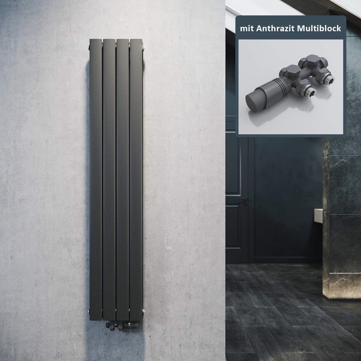 Platte Ovaal Paneelradiator 1600x616mm - Elegante Verticale Radiator in Antraciet