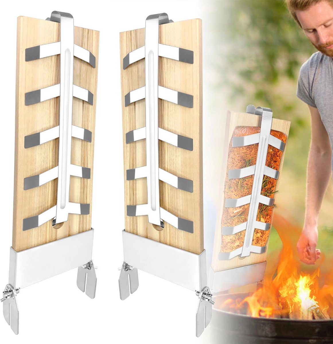 Vlamzalmplanken voor Buitengrill met 5 Niveaus - Set van 2