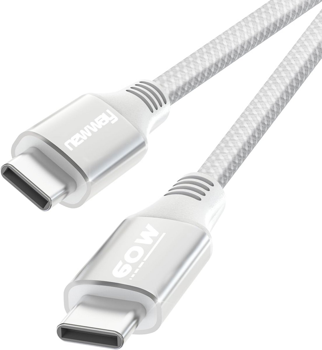 USB C naar USB C Kabel 60W Snel Opladen 1 Meter Gevlochten Nylon