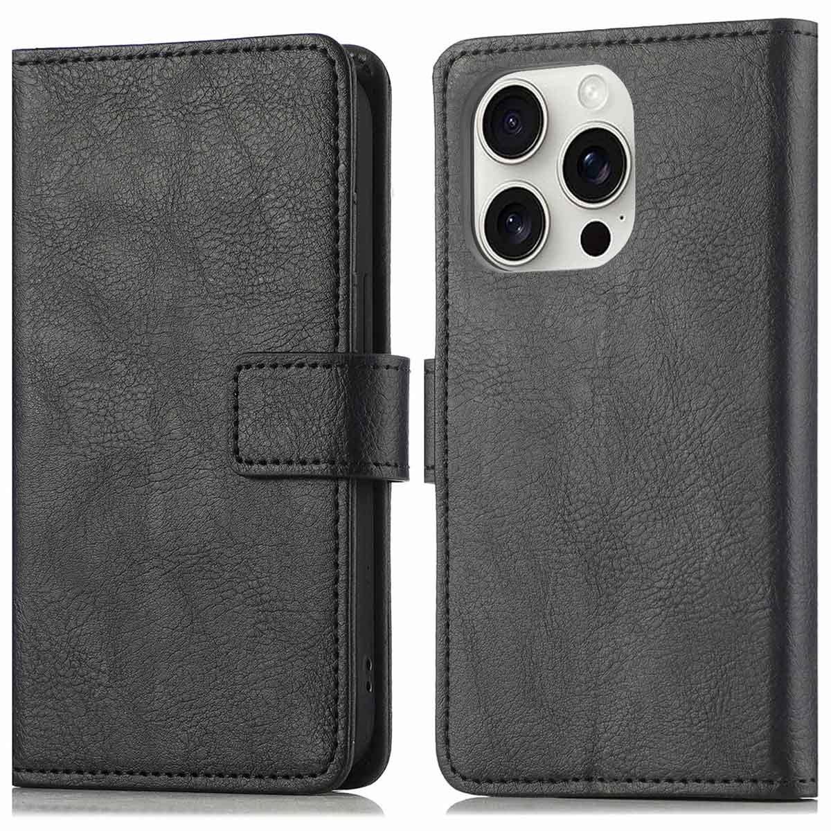 imoshion Hoesje - Geschikt voor Apple iPhone 16 Pro - Luxe Bookcase - Zwart