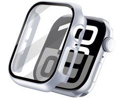 Hoesje Full Cover - Geschikt voor Apple Watch 10 / 11 - 42 mm - Screen protector - Case/Cover - Zilver