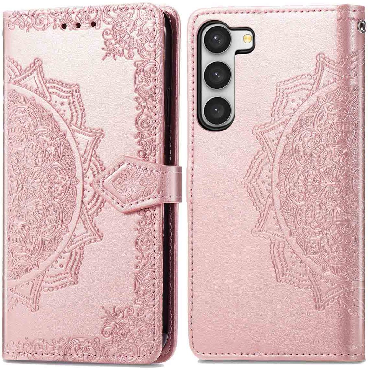 imoshion Hoesje - Geschikt voor Samsung Galaxy S23 - Mandala Bookcase - Rosé Goud