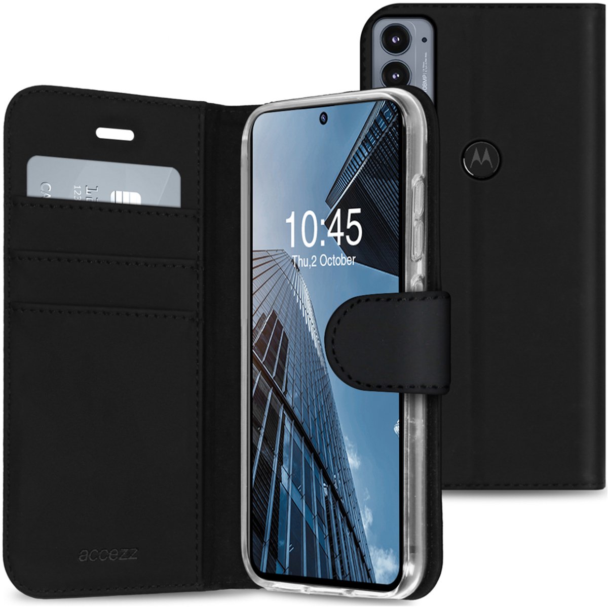 Accezz Hoesje - Geschikt voor Motorola Edge 20 - Wallet Softcase Bookcase - Zwart