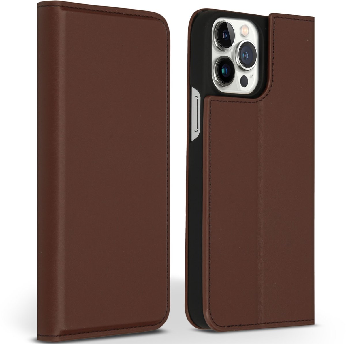 Accezz Premium Leather Slim Book Case iPhone 13 Pro Max hoesje - Bruin