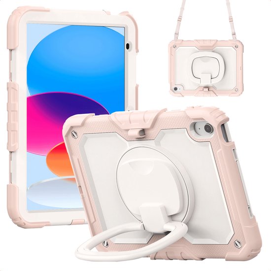 Étui pour tablette imoshion Enfants- Compatible avec iPad 11 (2025) 11 pouces / 10e génération (2022) 10,9 pouces - Coque arrière robuste Kids - Rose clair