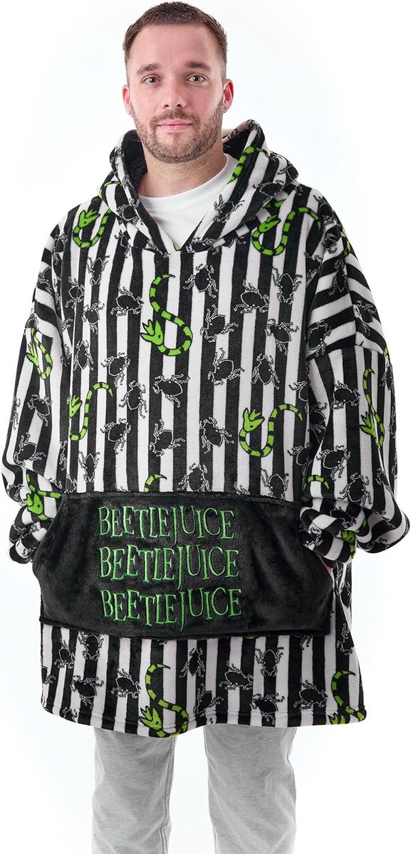 Draagbare Dekenhoodie met Strepen en Grafische Print voor Volwassenen