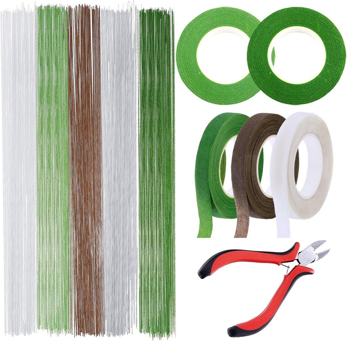 Bloemen Gereedschapsset voor DIY Bloemdecoraties - Inclusief 5 Kleuren Bloemenlinten en Bloemstams Draad