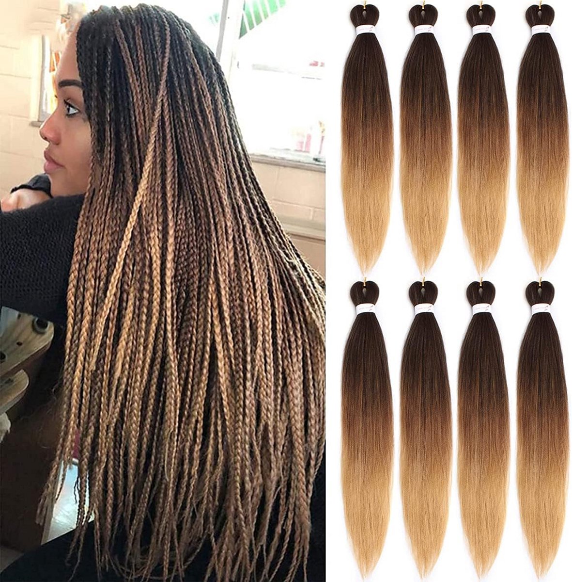 26 Inch Pre Uitgerekt Vlechten Haar Extensions - Ombre Gehaakte Vlechten