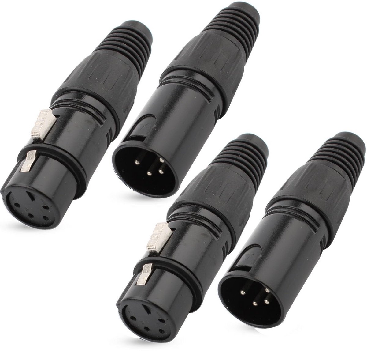 4 Stuks XLR 4-pins Mannen/Vrouwen Stekkers voor Microfoonkabels - Audio Aansluitingen