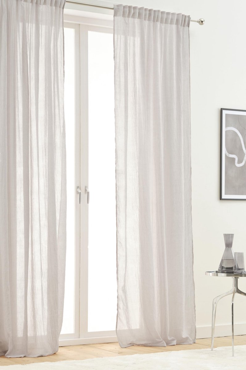 Unyqoos Lichtgrijze gordijnset van twee stuks met Scandinavisch design en veelzijdige ophangmogelijkheden Lichtgrijs